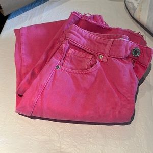 new pink zara straight leg jeans